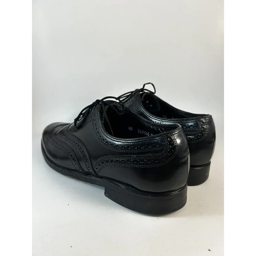 Florsheim Oxford Dress Shoes Mens Size 8D Black Lexington Wingtip Brogue 20381